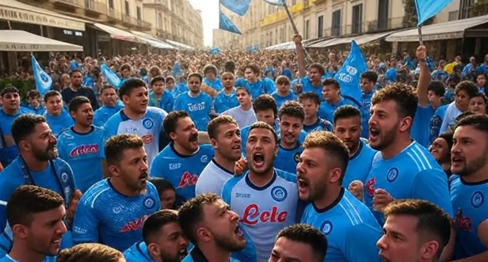 Napoli. Corteo per il quarto scudetto intralciato da corteo che stava ancora festeggiando il terzo