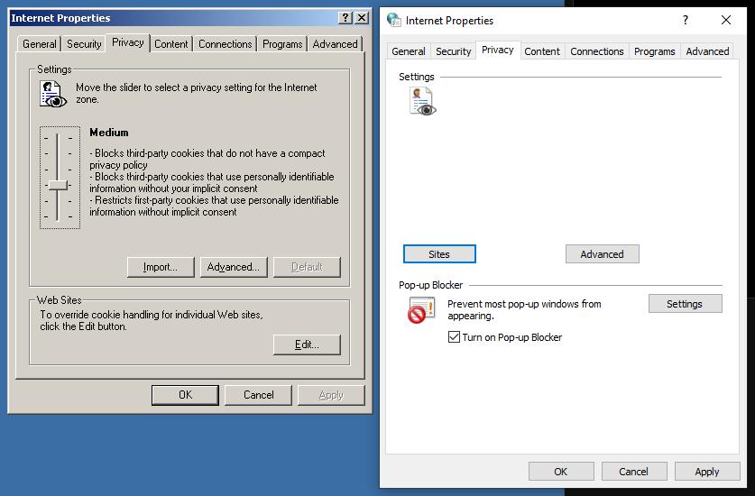 windowsiche opzioni che mancano su internet!
