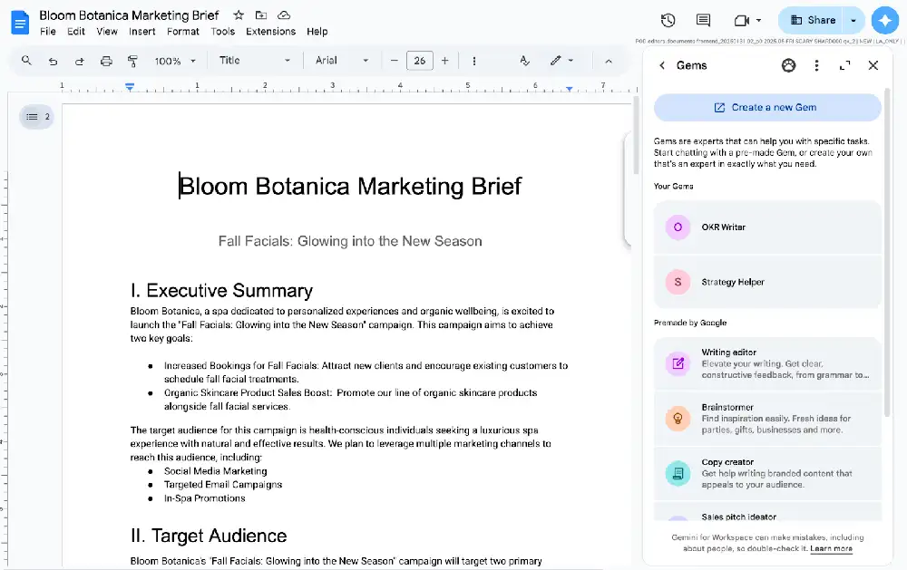 Google’s customizable Gemini chatbots are now in Docs, Sheets, and Gmail