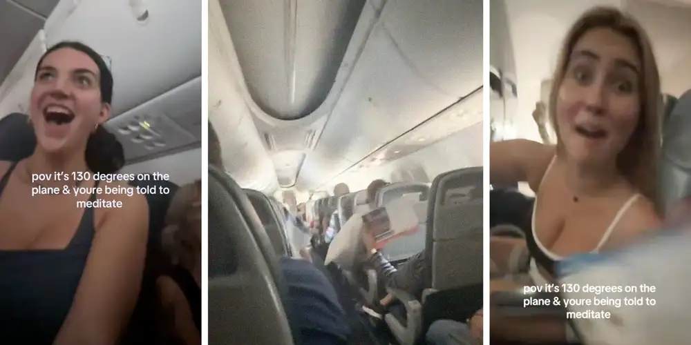 Travelers are stuck in 130-degree heat on airplane with no air conditioning. The flight attendant tells them to “meditate”
