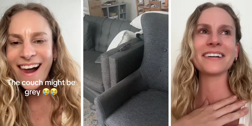 “They’re both blue”: Woman goes viral after discovering she’s colorblind while trying to give away gray furniture online