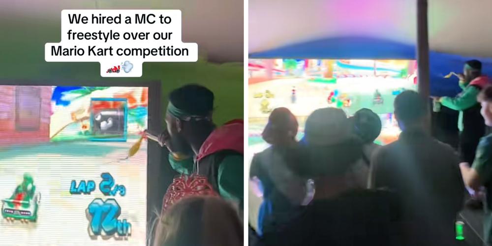 “Never knew we needed this”: Mario Kart parties were just taken to another level after gaming club hires live MC