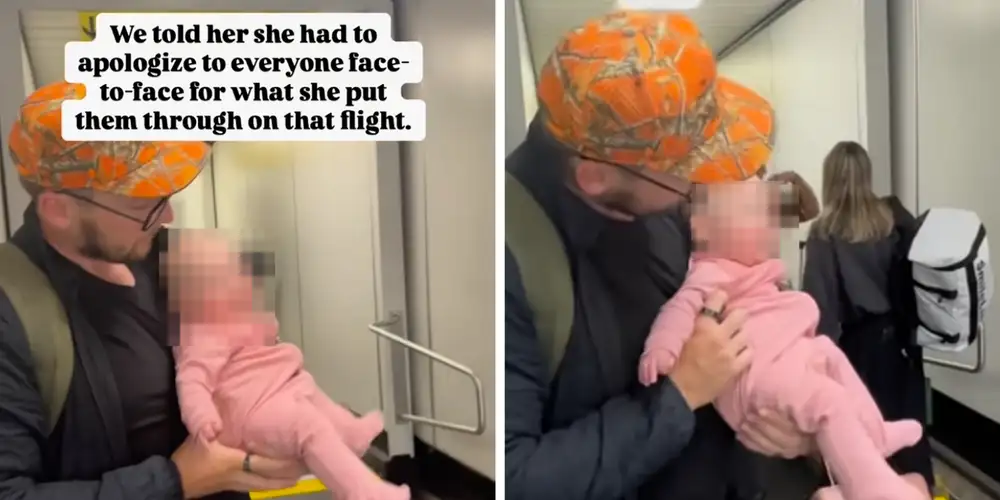 “Stop filming”: Video of baby “apologizing” to flight passengers catches backlash