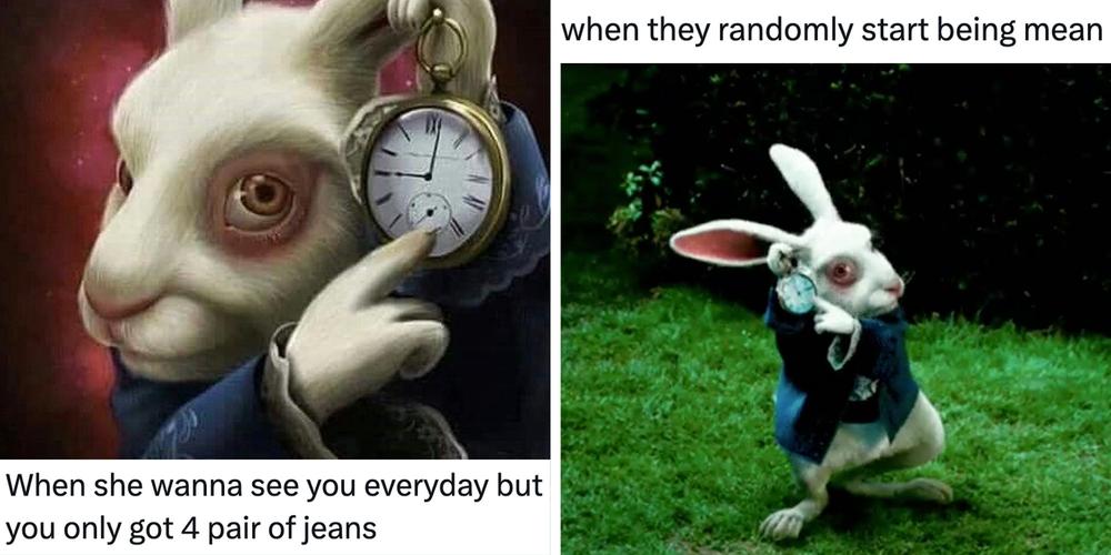 15 years later, the “white rabbit pointing at a clock” painting has become the internet’s new favorite meme