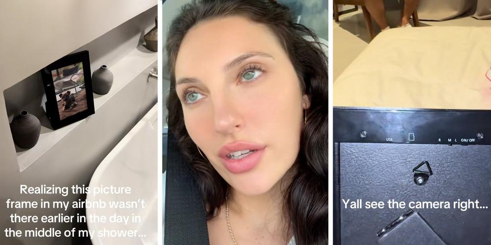 “That’s terrifying”: Airbnb guest finds hidden camera disguised as picture frame in the bathroom