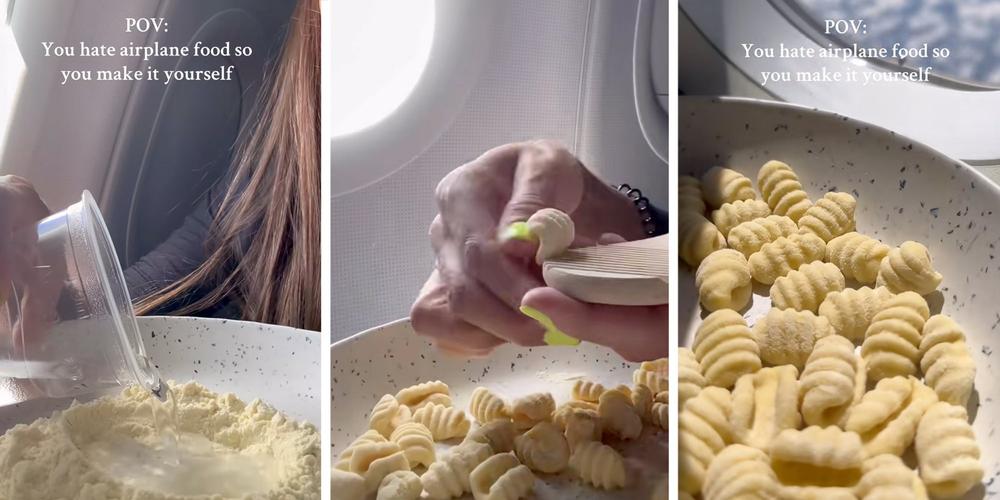 “Raw toilet air gnocchi???”: Chef makes pasta from scratch on an airplane and people have a lot of thoughts
