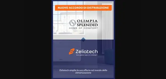 Zeliatech entra nella climatizzazione grazie a un accordo con Olimpia Splendid