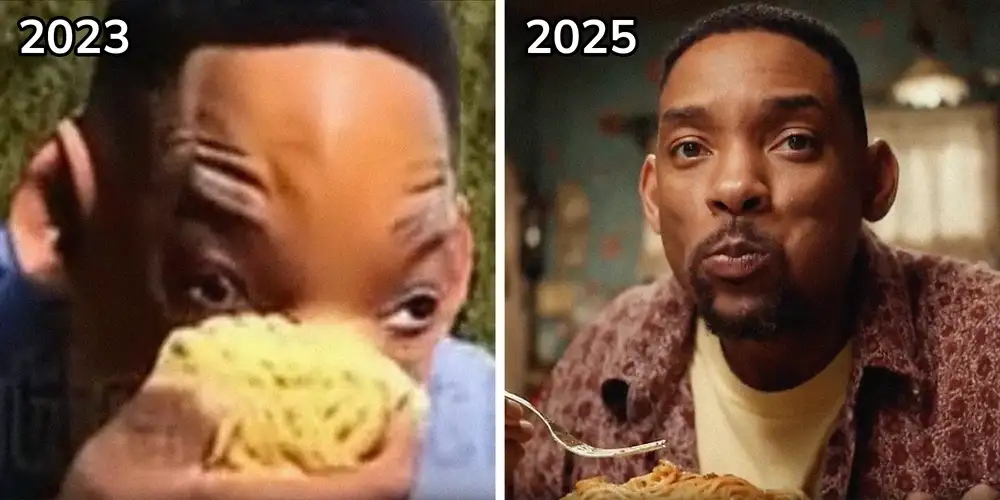 “Super al dente”: The Will Smith eating spaghetti meme gets a high-resolution  upgrade with Google’s Veo 3. But why is it crunchy?