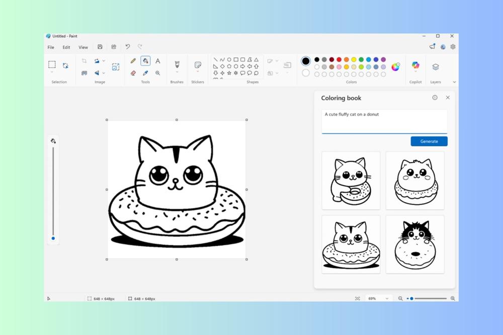 Microsoft Paint can now make AI coloring books