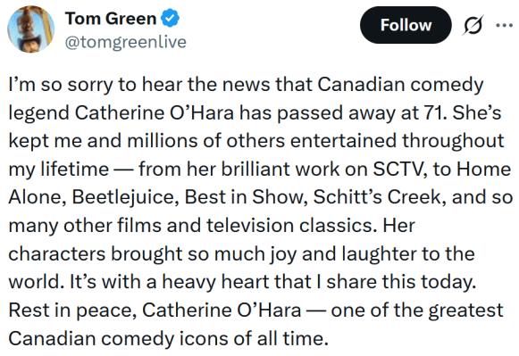 “I had so much more to say”: Macaulay Culkin leads emotional tributes after Catherine O’Hara dies at 71