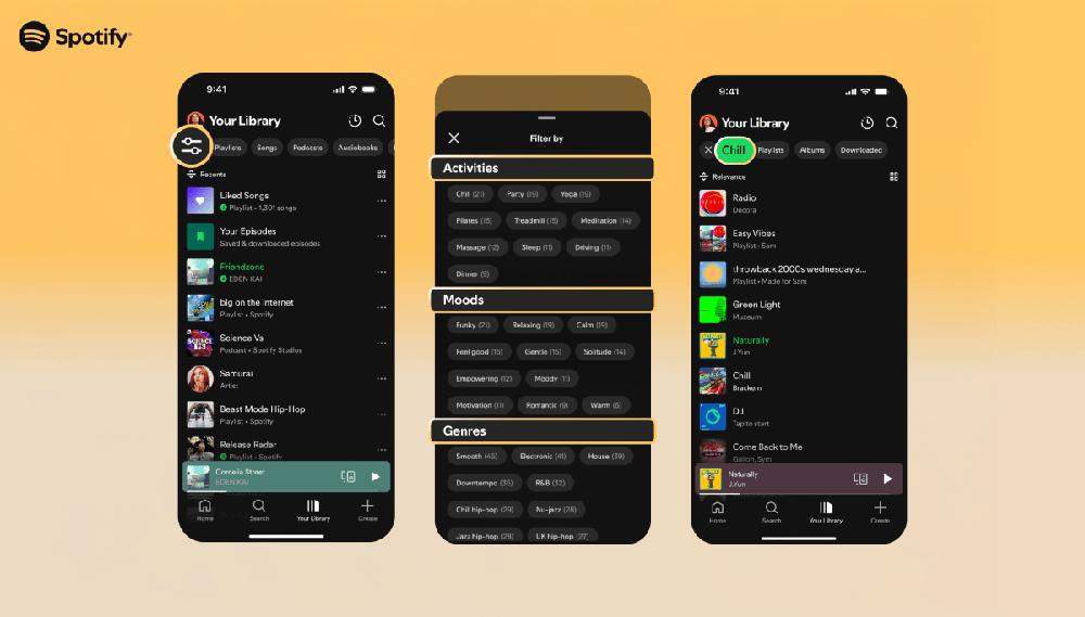 Spotify’s new ‘smart filters’ let you screen library content by activity, genre or mood