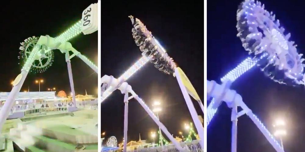 Terrifying moment amusement park ride violently breaks mid-swing in Saudi Arabia, injuring 23