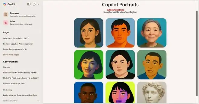 Copilot di Microsoft testa i Live Portraits: avatar personalizzati in arrivo