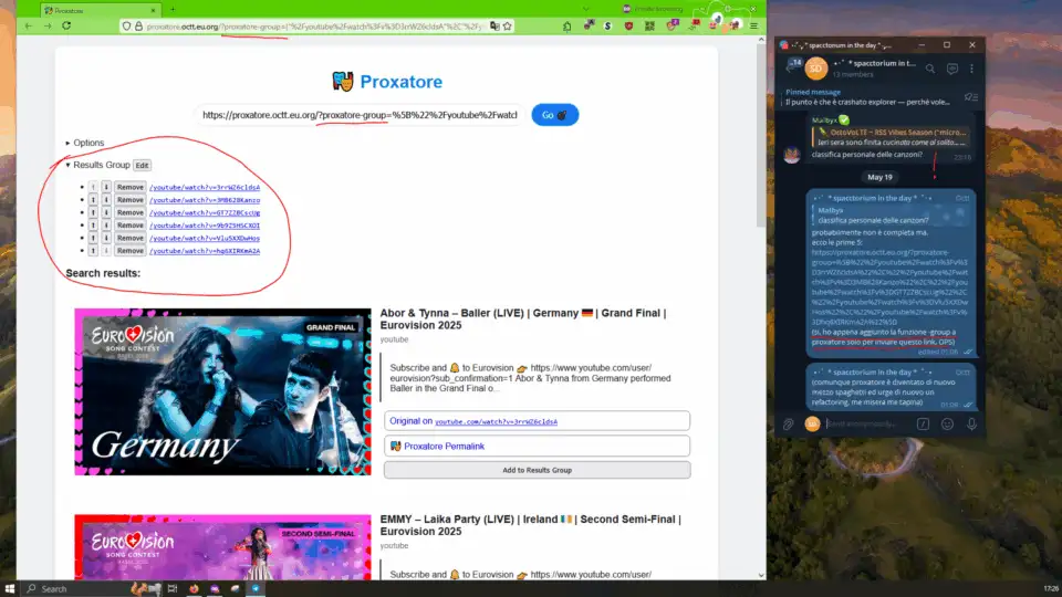 proxatoranza eurovisionica, listando il listino del gruppo canzoni (aggiornamento coatto: proxatore-group)