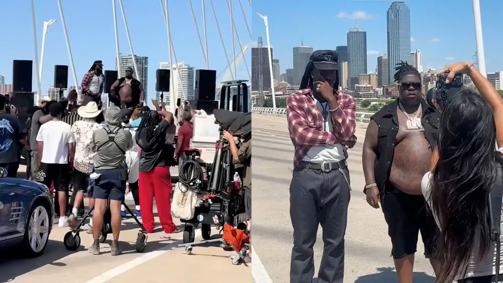 Rapper Bigxthaplug shuts down highway during rush hour to film music video