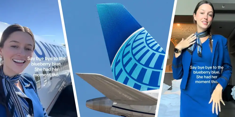 “Say bye bye to the blueberry blue”: United Airlines flight attendant memorializes the iconic uniforms as airline moves to modernize