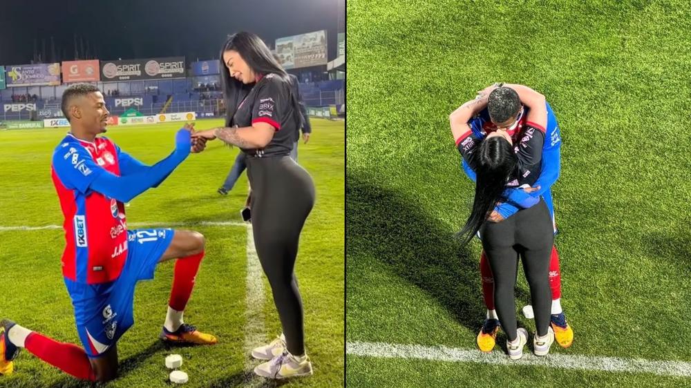 Professional footballer goes viral for getting engaged on pitch and breaking up days later