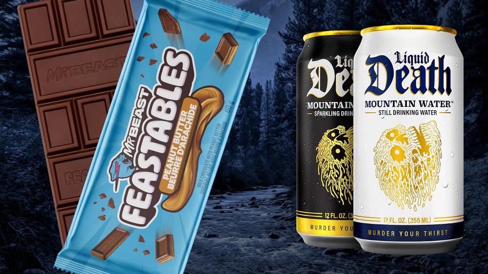 Liquid Death is teaming with MrBeast’s Feastables for peanut butter cup water