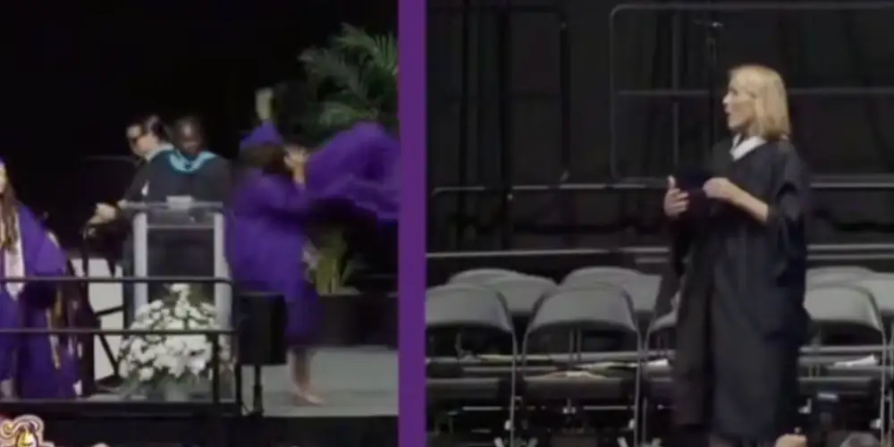 “He did tell me beforehand i just got distracted. pls dont send him any hate!!”: Teen defends fellow classmate after his backflip into her at graduation goes viral