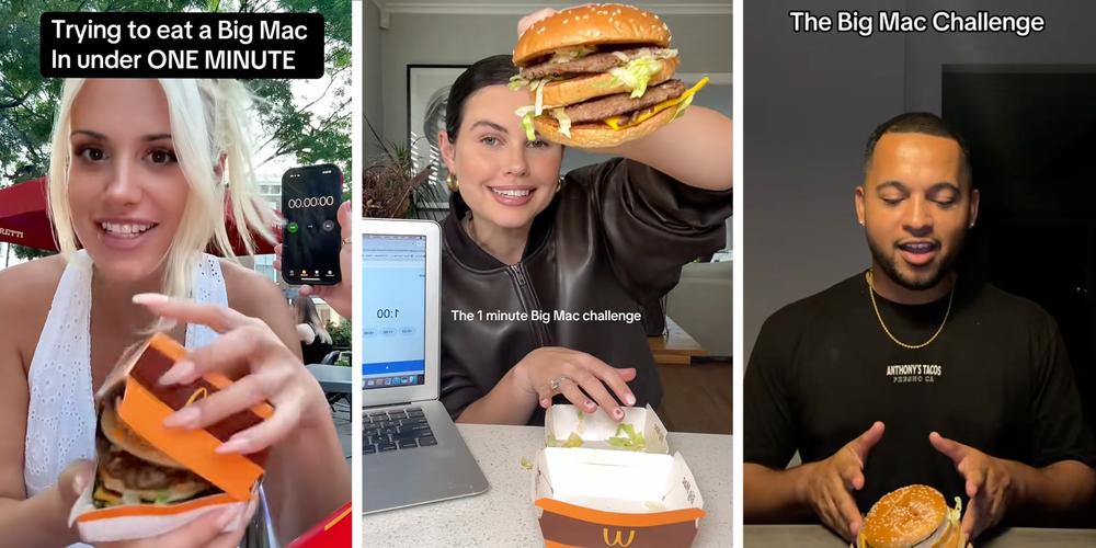 The “1 minute Big Mac Challenge” has social media trying to stuff McDonald’s burgers down their throats in under a minute