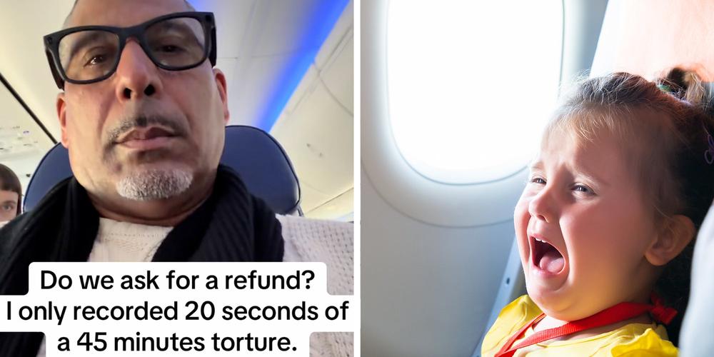 “Do we ask for a refund?”: Man films crying infant mid-flight and the internet drags him