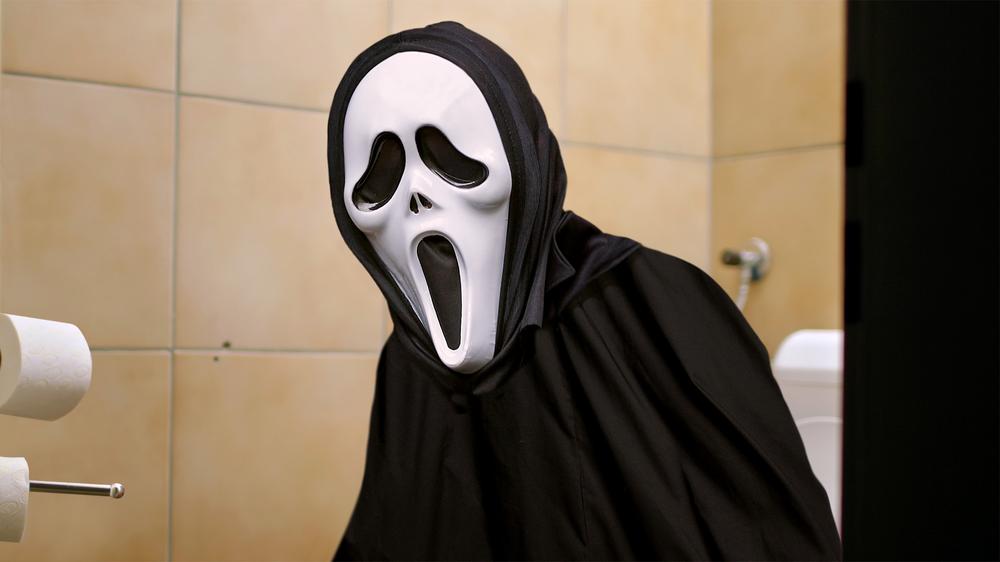 Scream Mask Left On While Using Toilet