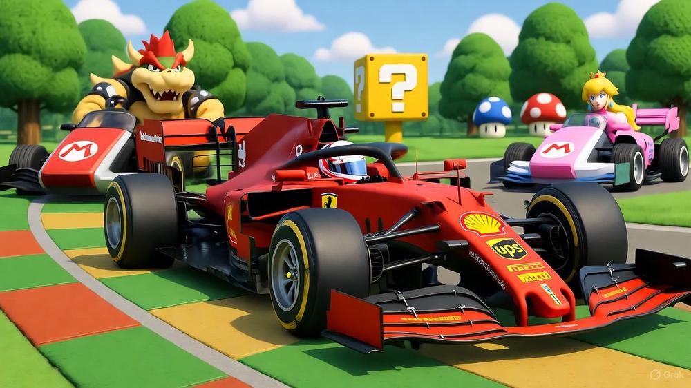 Ferrari, trionfo di Leclerc nel circuito dei funghi di Mario Kart