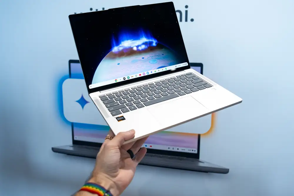 Chromebook Plus laptops like Lenovo’s sleek, new 14-incher are getting free Gemini AI features