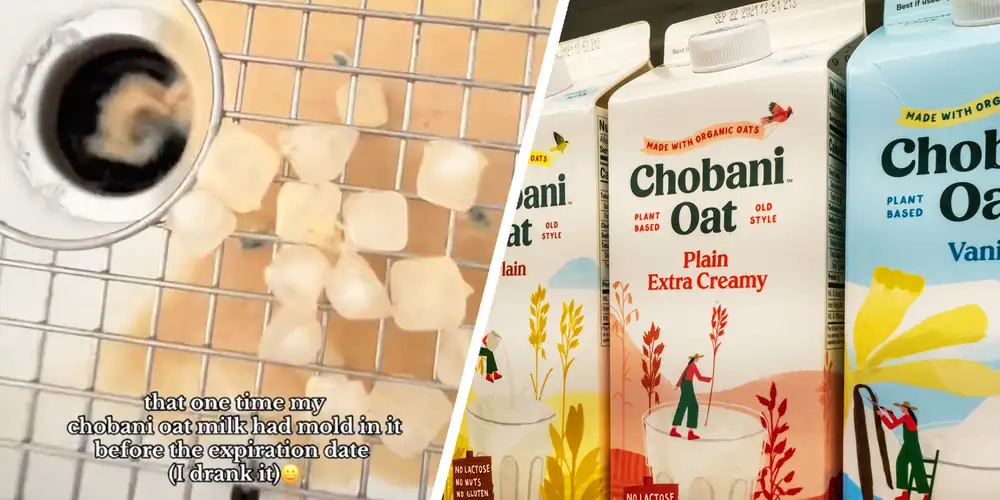 ‘Would never be able to drink it again’: Woman pours Chobani oat milk well before expiration date. Why did it already have mold?