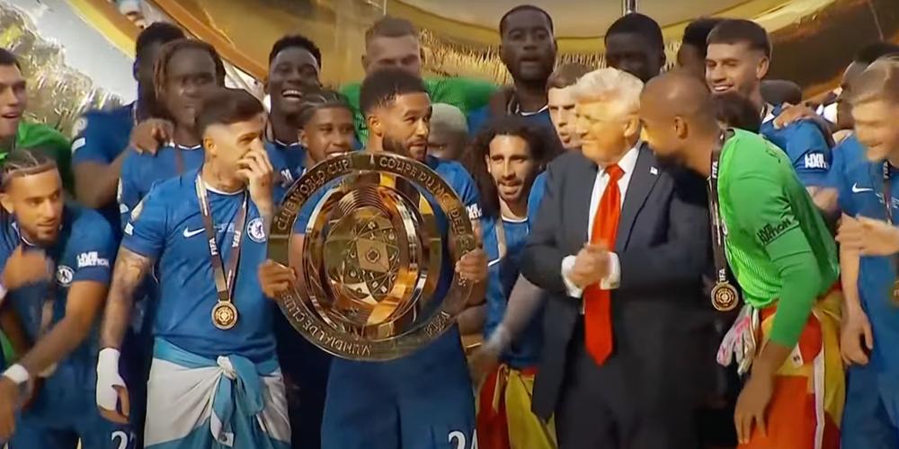“You can leave now”: Trump awkwardly inserts himself into Chelsea’s Club World Cup team celebration