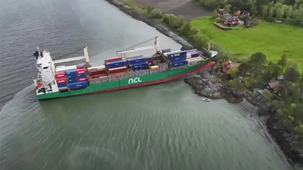 Massive container ship crashes into man’s yard after officer falls asleep at the wheel
