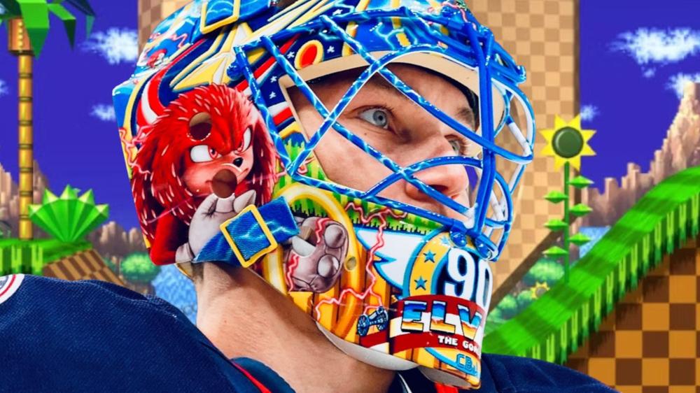 NHL goalie debuts stunning Sonic & Knuckles hockey mask