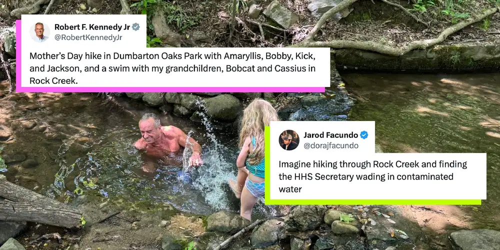 Internet reacts to RFK Jr. letting kids swim in sewage-infested creek: “This is how you get brain worms”