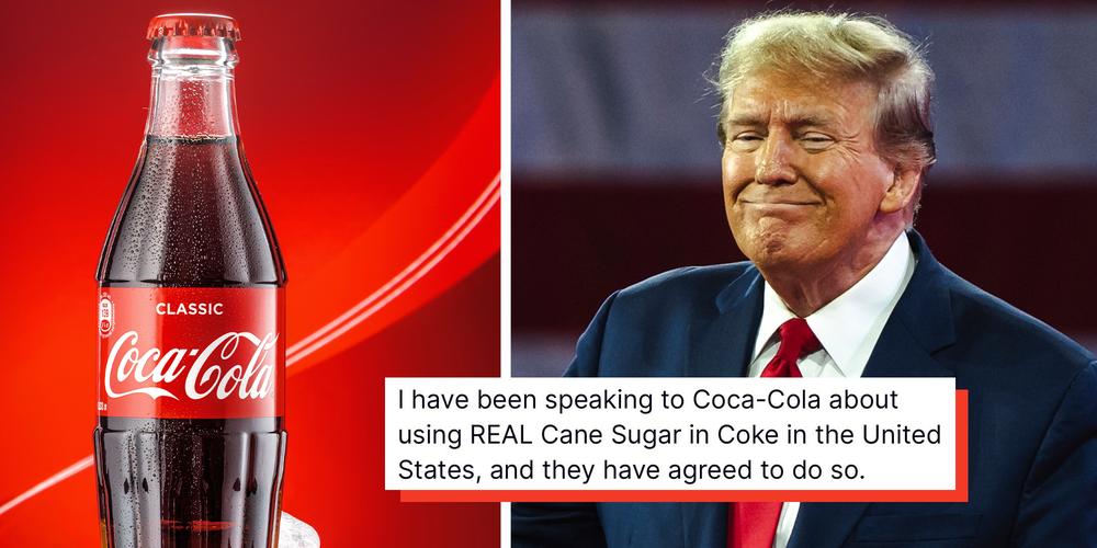 “It’s just better!”: Trump says he’s “speaking to Coca-Cola about using REAL cane sugar in Coke,” but the company hasn’t confirmed the change