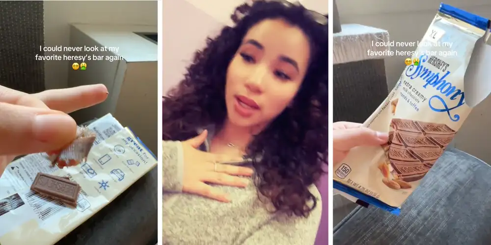 “Get tested and sue”: Woman buys Hershey’s Symphony chocolate bar. Then she finds something strange when she’s almost done eating it