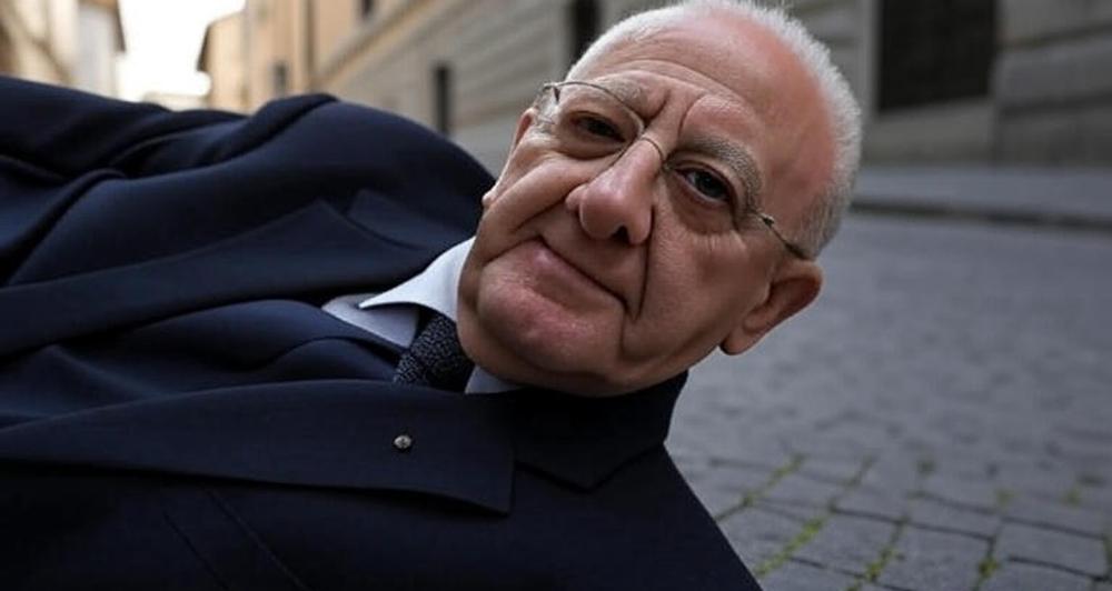 Giornalista grida “forza Napoli”, De Luca risponde “skibidiboppi” e si getta a terra