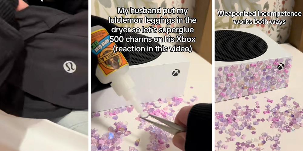“Weaponized incompetence works both ways”: Woman covers her husband’s Xbox in 500 charms after he dried her Lululemon leggings