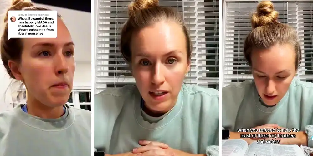 Nurse trolls right-wingers with a kindness-coded bible reading on TikTok: “I don’t know, sounds pretty liberal”