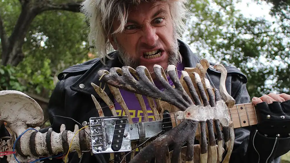 Florida metalhead uses uncle’s skeleton to build fully functional guitar