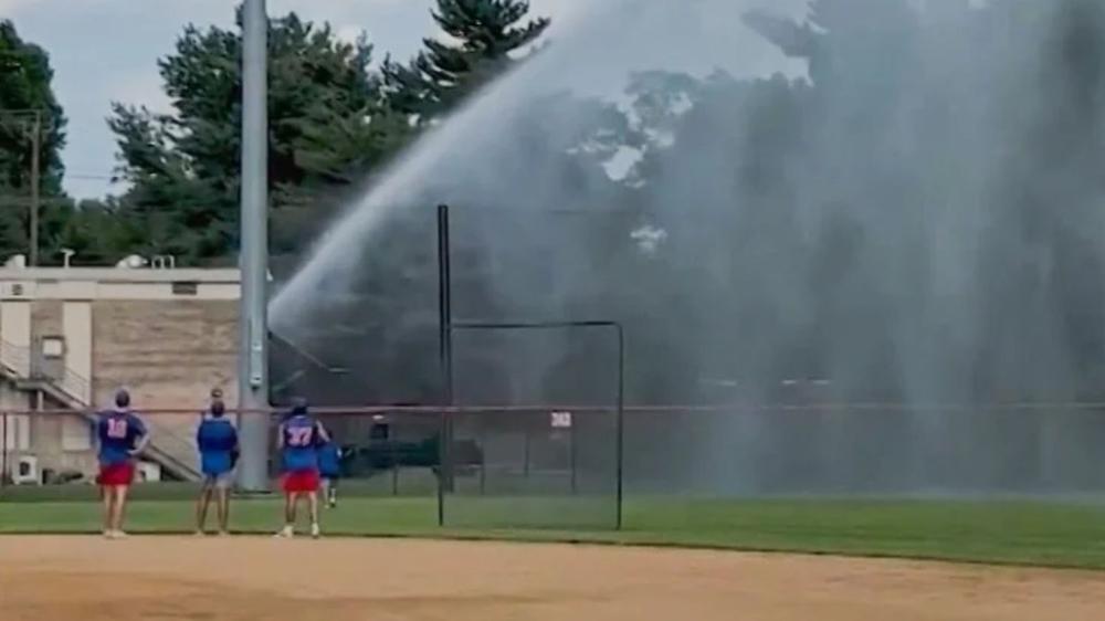 Firefighters face possible prison time after revenge flooding baseball field in viral video