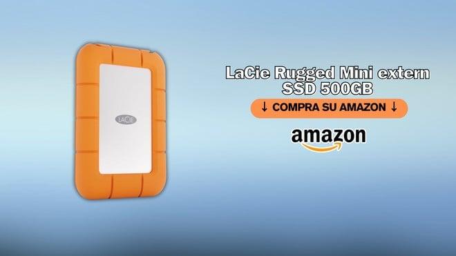 LaCie Rugged 500GB in offerta su Amazon: mini SSD super resistente a soli 50€