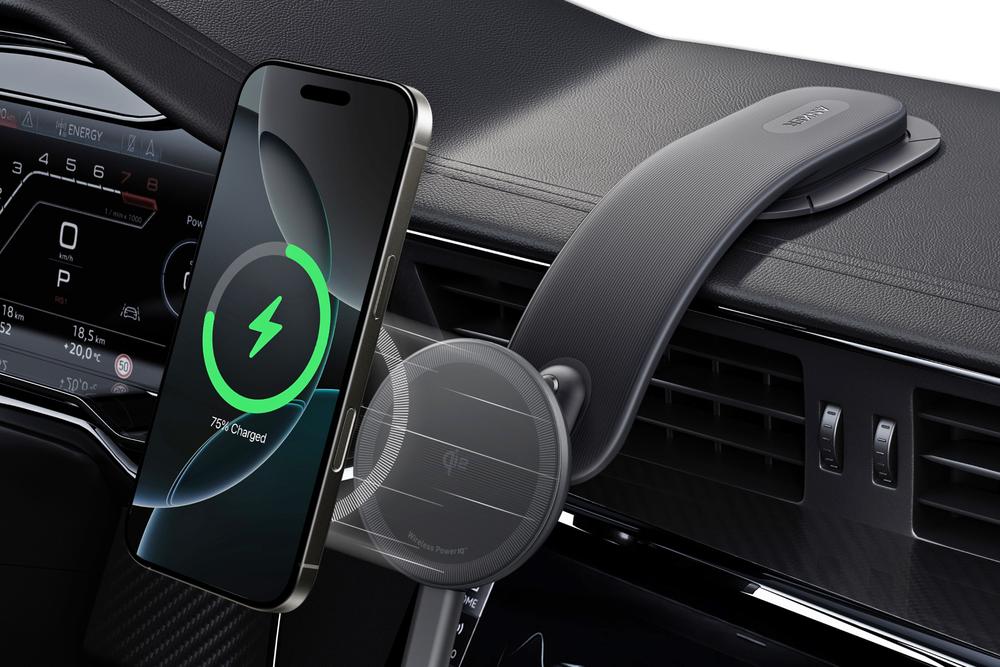 Anker’s new wireless car charger sticks a big flexible tongue to your dashboard