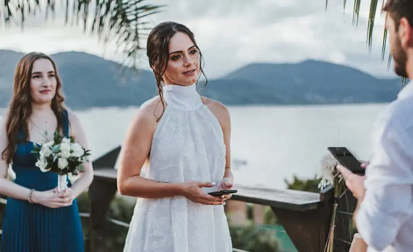 Bridesmaid Memorizing Vows in Case She Needs to Go on for Bride at Last Minute