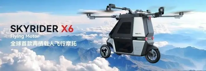 Skyrider X6, la moto volante anfibia debutta in Cina e si può già comprare