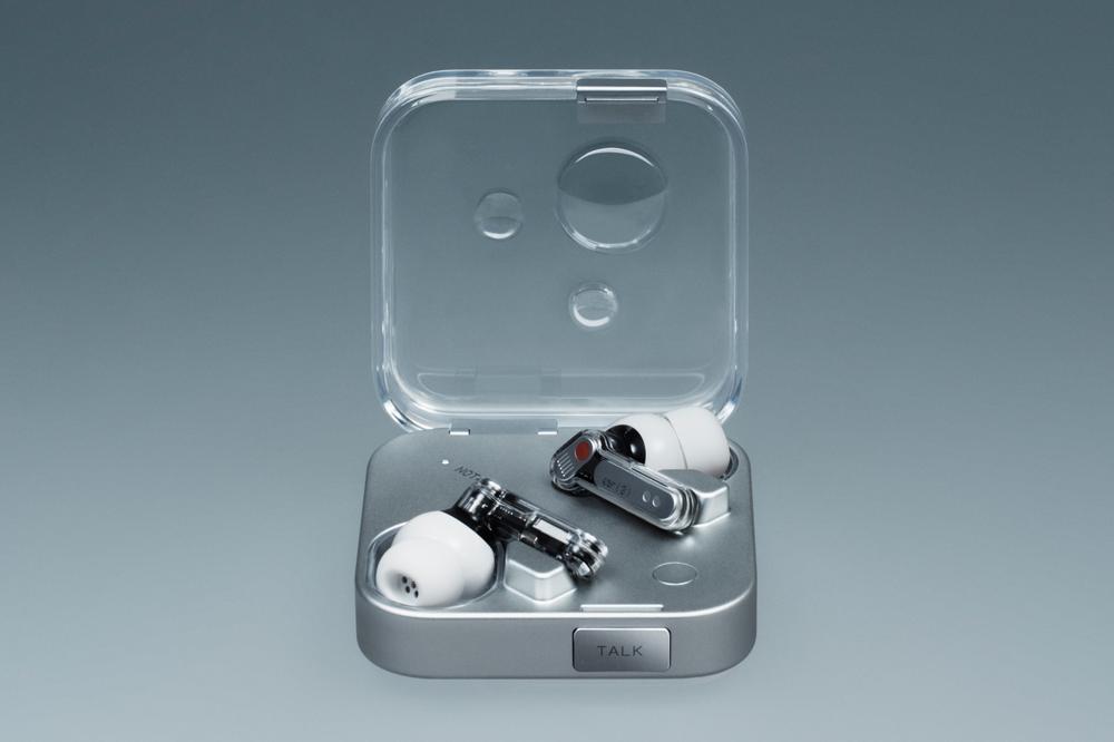Nothing’s Ear 3 earbuds have a microphone and ‘talk’ button on their charging case