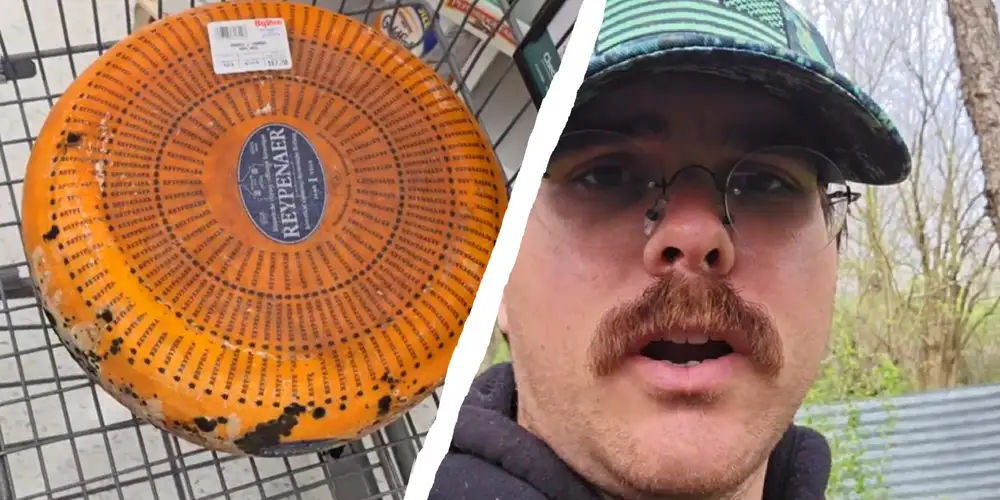 “They entered the weight wrong”: Hy-Vee shopper finds huge wheel of Gouda cheese for $17.20. Is it safe to eat even though the rind has “black mold”?