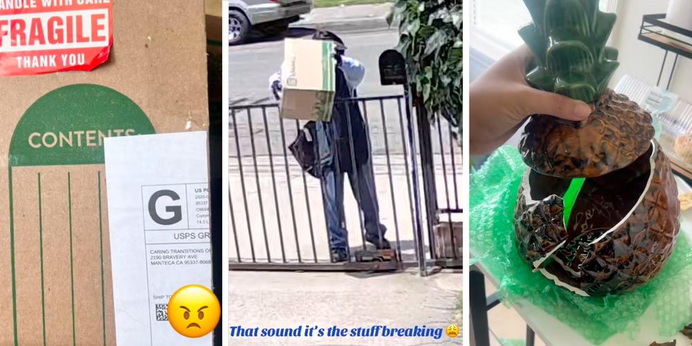 “You want them to hop the gate?”: USPS mail carrier throws “fragile” box, breaking contents. Then viewers start picking sides