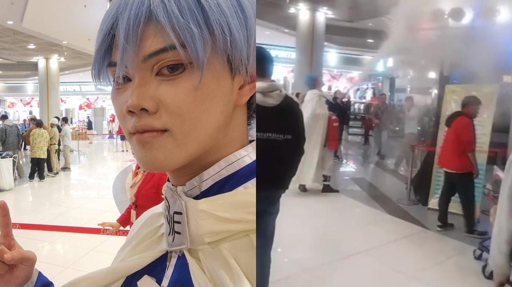 Cosplayer saves the day after fire breaks out at shopping mall anime event