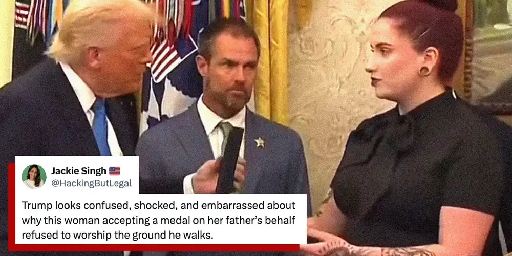 Woman’s unimpressed reaction to Trump during medal ceremony goes viral