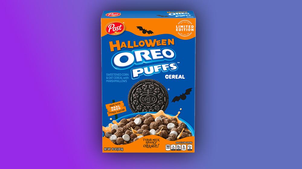 Oreo Puffs unveils Halloween cereal that turns milk orange
